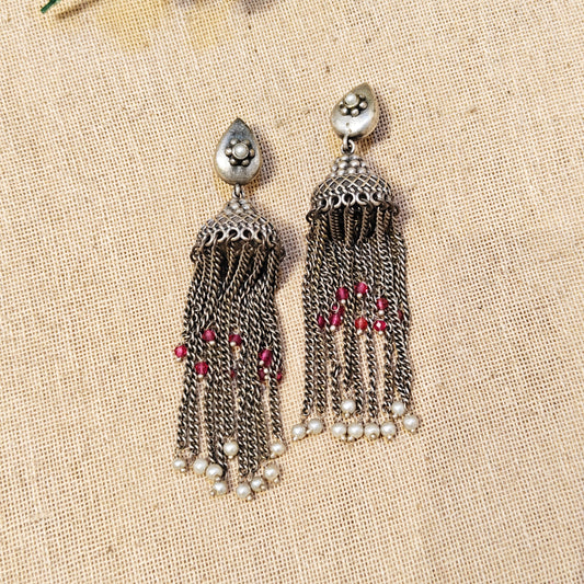 "Lisha"Silver Look Alike Oxidized Earrings
