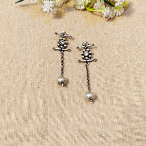 "Zara"Silver Look Alike Oxidized Earrings