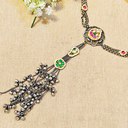 "Zara"Silver Look Alike Oxidized Necklace