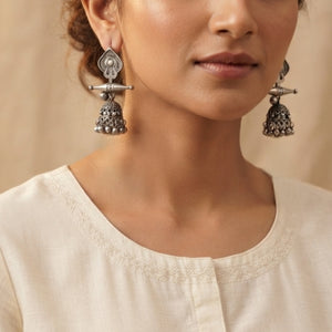 "Jivya"Silver Look Alike Oxidized Earring
