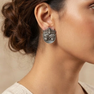 "Maa"Silver Look Alike Oxidized Earrings