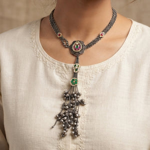 "Zara"Silver Look Alike Oxidized Necklace
