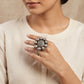 "Qyra"Silver Look Alike Oxidized Ring