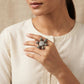 "Qyra"Silver Look Alike Oxidized Ring