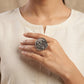 "Maa"Silver Look Alike Oxidized Ring