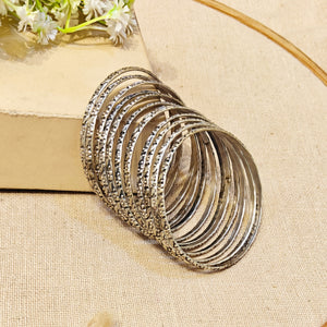 "Aarna" Silver Look Alike Oxidized Bangles
