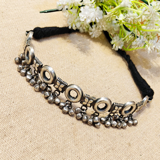 "Round" Silver Look Alike Oxidized Choker