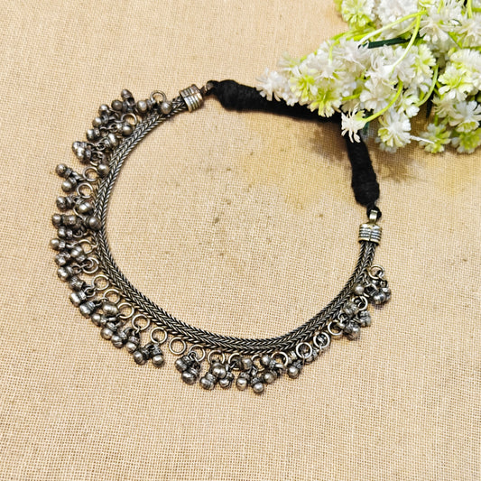"Rey" Silver Look Alike Oxidized Choker