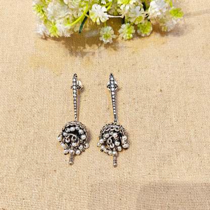 "Ira"Silver Look Alike Oxidized Earrings