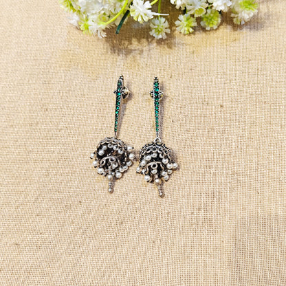 "Ira"Silver Look Alike Oxidized Earrings