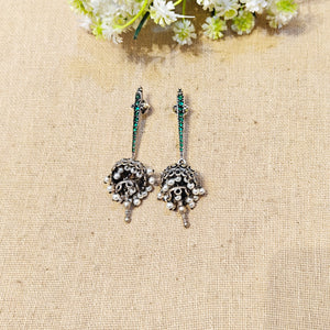 "Ira"Silver Look Alike Oxidized Earrings
