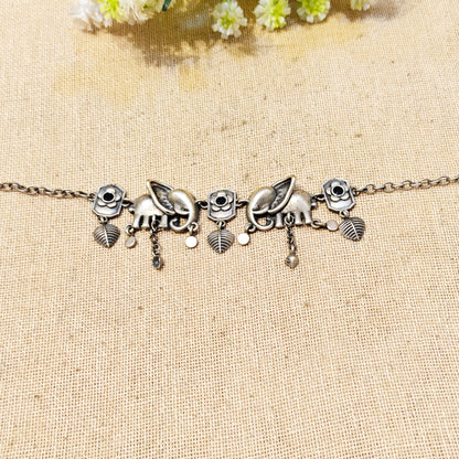 "Saira"Silver Look Alike Oxidized Bracelets