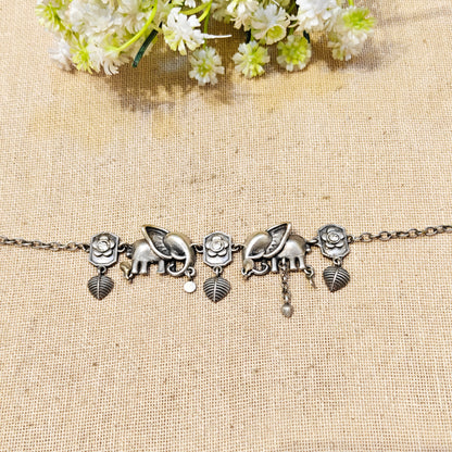 "Saira"Silver Look Alike Oxidized Bracelets