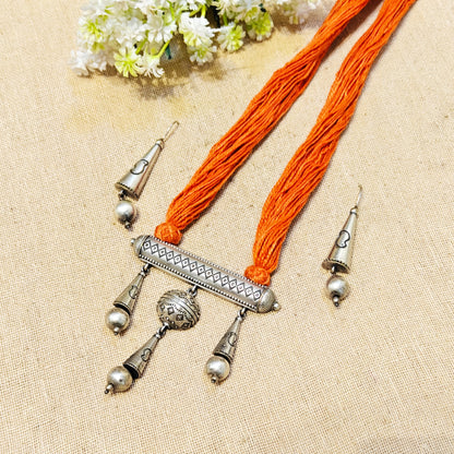 "Lorena"Silver Look Alike Oxidized Necklace