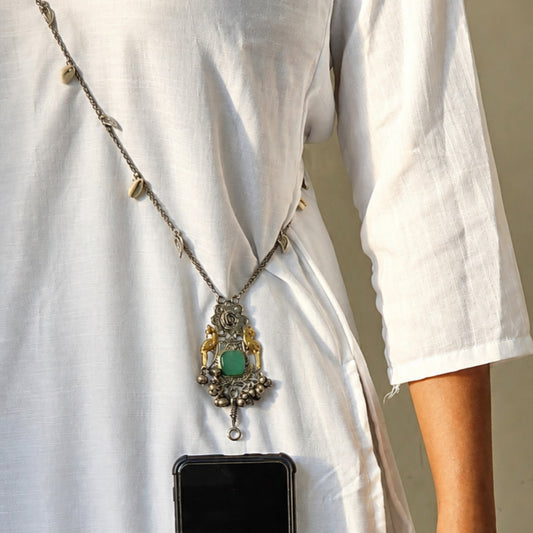 "Zyra"Silver Look Alike Oxidized MobileChain