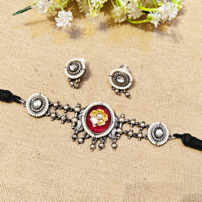 "Ulora" Silver Look Alike Oxidized Choker