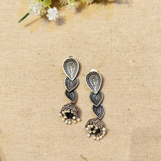 "Regal"Silver Look Alike Oxidized Earrings