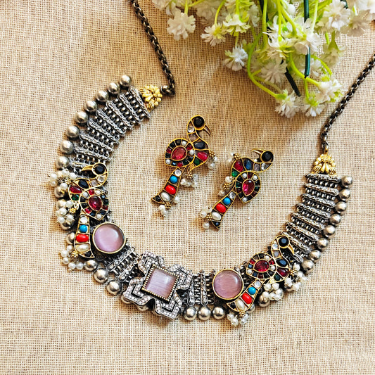"Navya" Silver Look Alike Dual Tone Choker