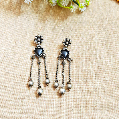 "Udita"Silver Look Alike Oxidized Earring