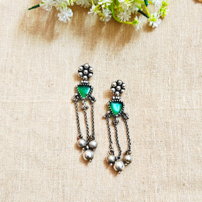 "Udita"Silver Look Alike Oxidized Earring