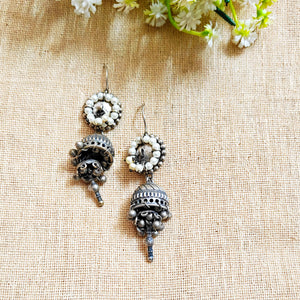 "Radha"Silver Look Alike Oxidized Dangler