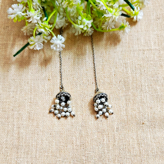"Rhea"Silver Look Alike Oxidized Earring