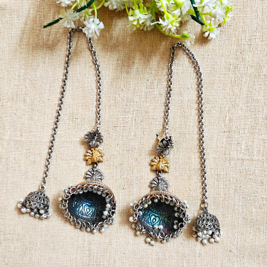 "Flora" Look Alike Dual Tone Oxidized Earring