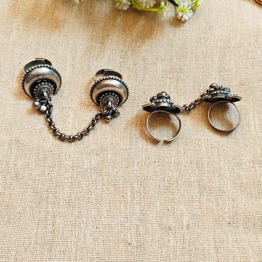 "Kari"Silver Look Alike Oxidized Ring