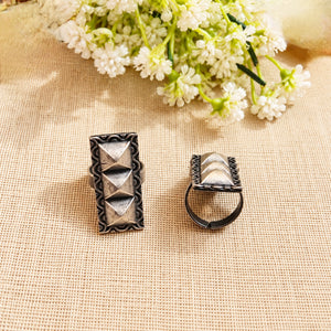 "Jivika"Silver Look Alike Oxidized Ring