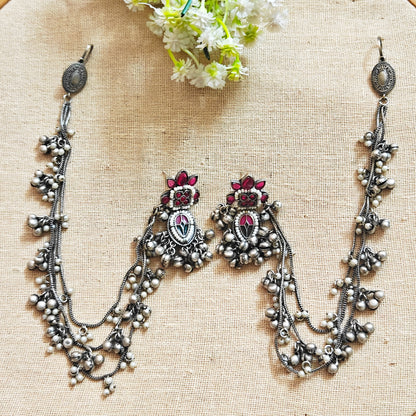"Ziva" Silver Look Alike Oxidized Earrings