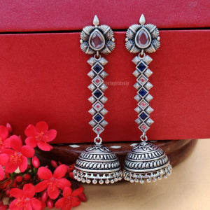 Kimaya” Silver Look Alike Oxidised Earring