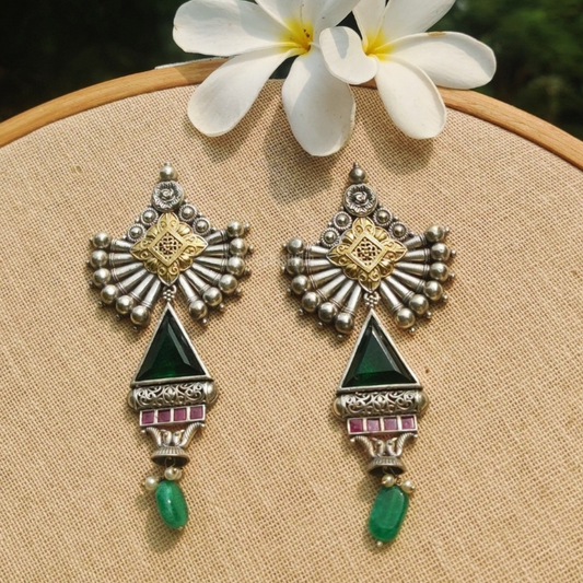 "Finz" Silver Look Alike Dual Tone Earrings