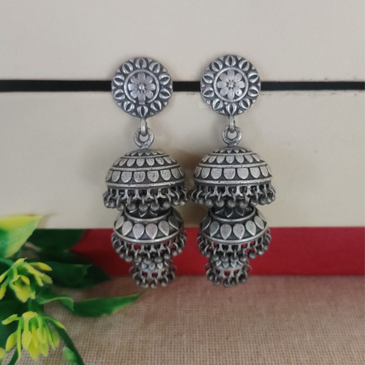 "Jassi"Silver look alike Oxidised Earring