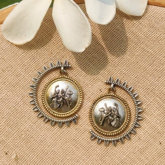 "Radhekrish" Silver Look Alike Dual Tone Earrings