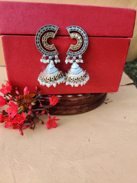 “Kundal” Silver Look alike Oxidised Earrings