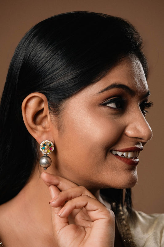 "Golakh" Silver Look Alike Kundan studded Earring