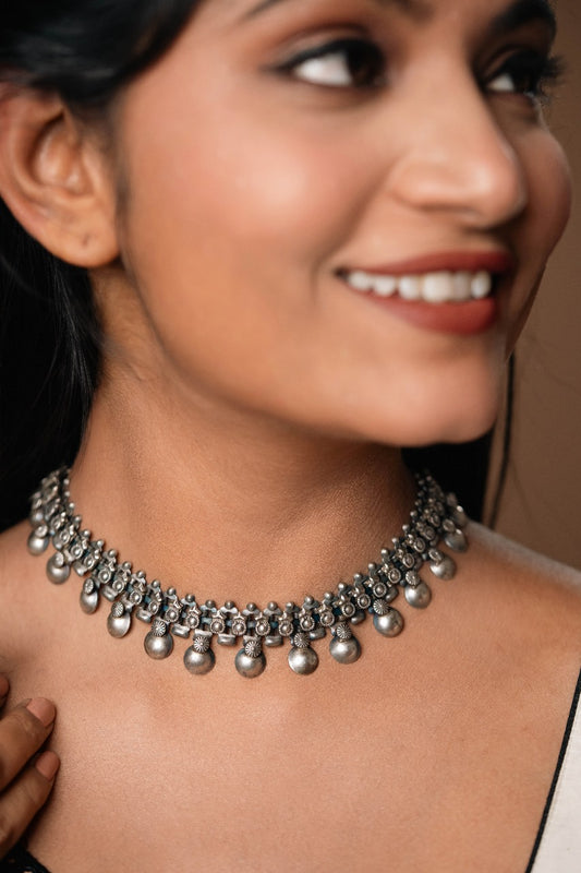 "Circea"  Silver Look Alike Oxidised  Choker