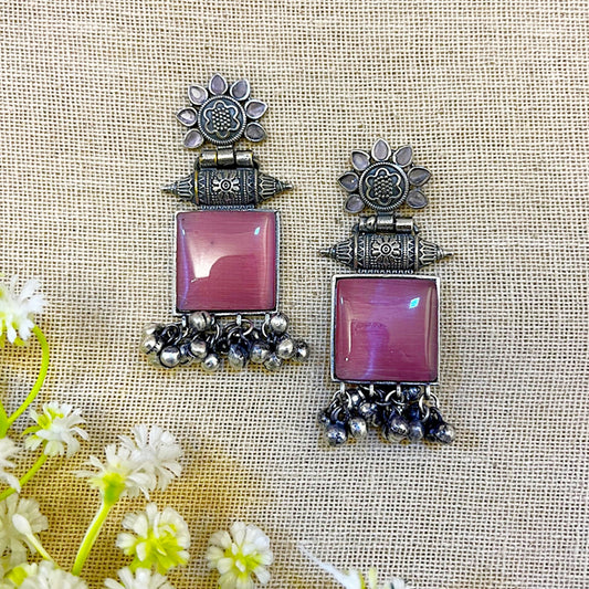 "Krush" Silver Look Alike Stone Earrings
