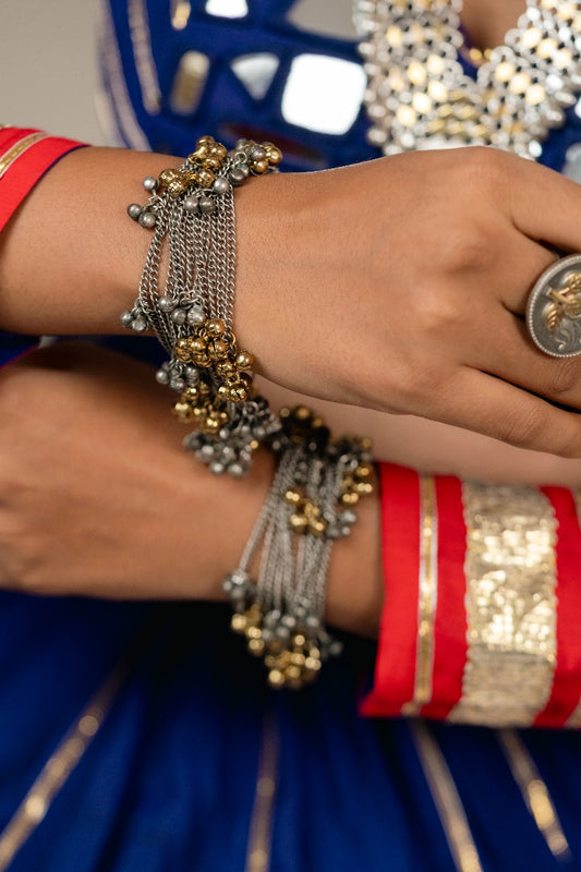 "Ghughri Bracelet" Silver Look Alike Dual Tone Bracelet