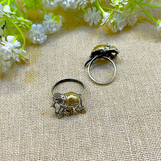 "SmallEle" Silver Look Alike Dual Tone Rings
