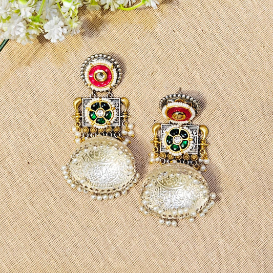 "Zivah" Look Alike Dual Tone Stone Earring