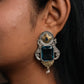 "Serene" Silver Look Alike Oxidized Stone Earrings