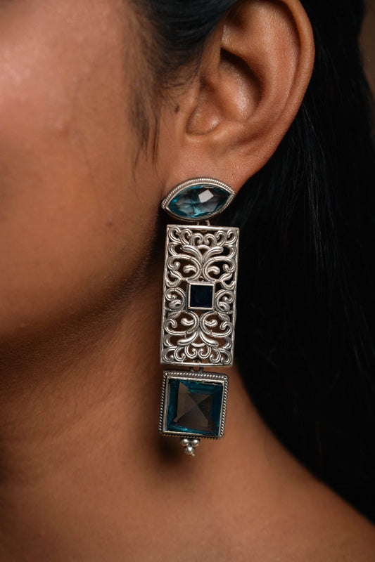 "Earthylite" Silver Look Alike Oxidized Earrings