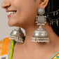 Oxidised jumkha earrings with chain
