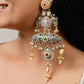 "Ahuja" Kundan Oxidised Silver Plated Long Earring