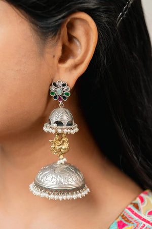 "Rakrit" Silver Look Alike Dual Tone Earrings