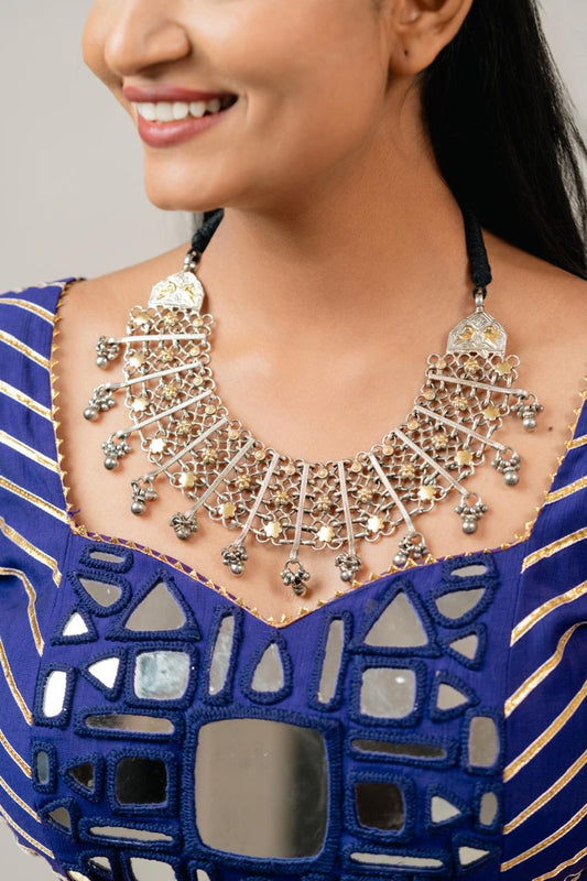 "Charanaya" Silver Look Alike Dual Tone Chokers