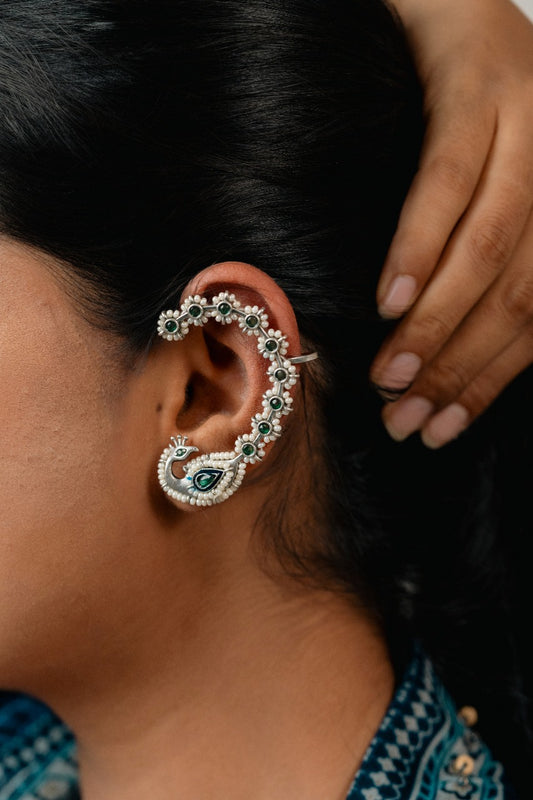 "Inaya" Silver Look Alike Stone Earcuffs