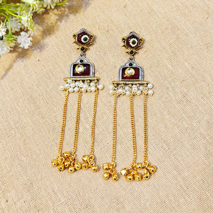 "Evara" Look Alike Dual Tone Stone Earring