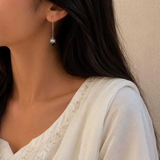 "Ivy" Silver Look Alike Stone Earing